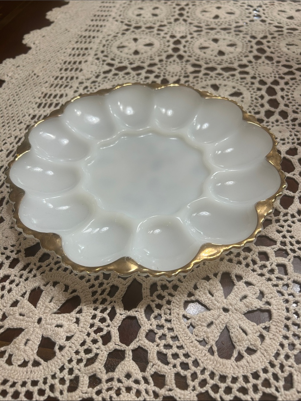 White and Gold Egg Platter - Elegant Serveware